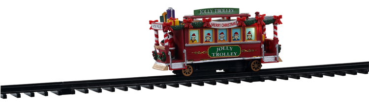 Mooie bewegende Lemax Jolly Trolly trein voor je kerstdorp 