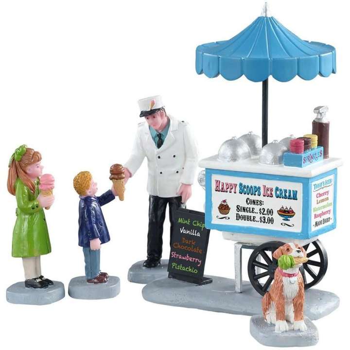 Lemax happy scoops ice cream cart miniatuur figuur nieuw in 2021