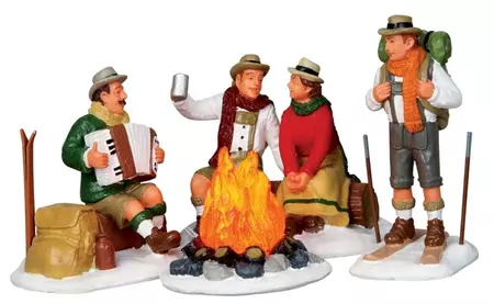 Lemax alpine ski party s/4 verlichte kerstdorp accessoire Caddington Village 2011