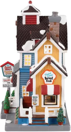Lemax aunt may's pancake house verlicht kersthuisje Harvest Crossing 2023 - afbeelding 3