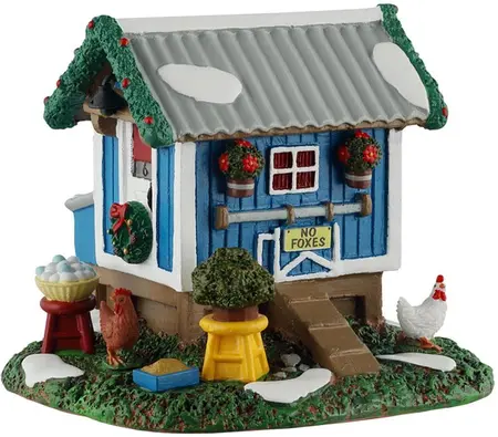 Lemax backyard chicken coop kerstdorp tafereel Caddington Village 2025 - afbeelding 1