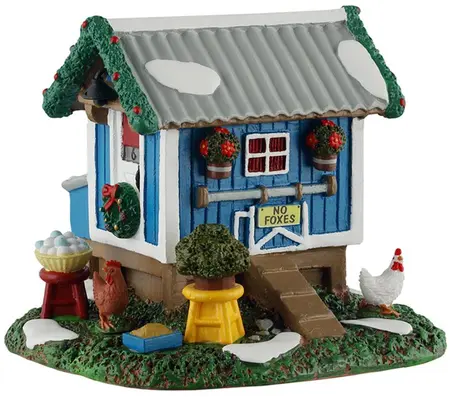 Lemax backyard chicken coop kerstdorp tafereel Caddington Village 2025 - afbeelding 2