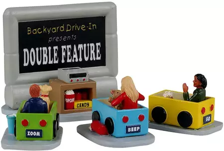 Lemax backyard drive-in, set of 4 kerstdorp tafereel Caddington Village 2023 - afbeelding 1