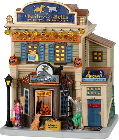 Lemax bailey & bella pet shop huisje Spooky Town 2022 - afbeelding 1