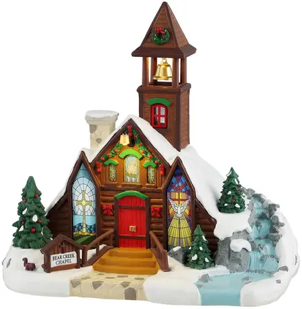 Lemax bear creek chapel verlicht kersthuisje Vail Village 2024