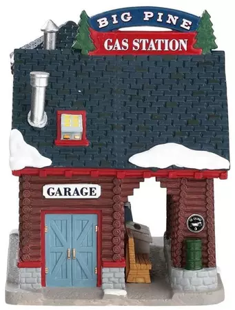 Lemax big pine gas station verlicht kersthuisje Vail Village 2017 - afbeelding 3