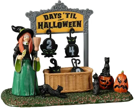 Lemax black cat countdown tafereel Spooky Town 2022 - afbeelding 1