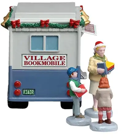 Lemax bookmobile verlicht kerstdorp tafereel 2026 - afbeelding 2