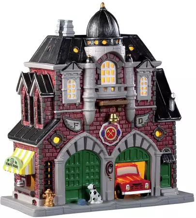 Lemax caddington fire brigade verlicht kersthuisje Caddington Village 2019 - afbeelding 1