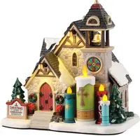 Lemax candlelight church verlicht kersthuisje Caddington Village 2025 - afbeelding 2