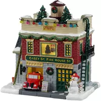 Lemax casey st. firehouse 51 verlicht kersthuisje Jukebox Junction 2023 - afbeelding 1