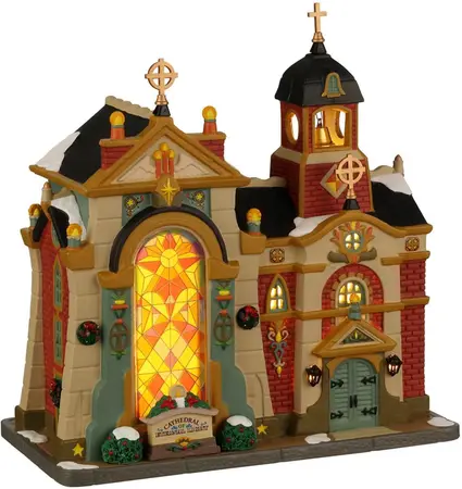 Lemax cathedral of eternal light verlichte kerk Caddington Village 2022 - afbeelding 1