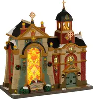 Lemax cathedral of eternal light verlichte kerk Caddington Village 2022 - afbeelding 1