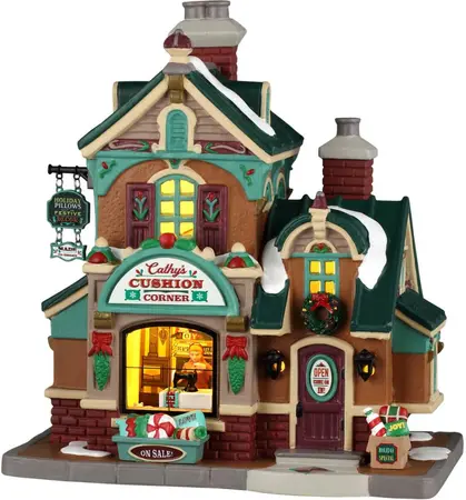 Lemax cathy's cushion corner verlicht kersthuisje Caddington Village 2026 - afbeelding 1
