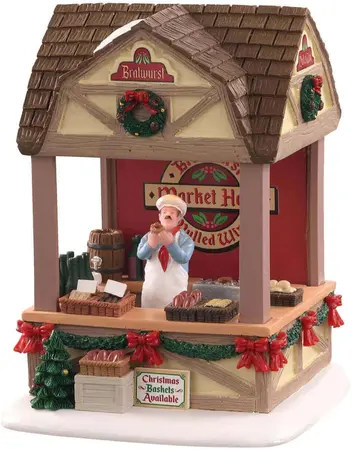 Lemax christmas market bratwurst verlicht kerstdorp tafereel Caddington Village 2022 - afbeelding 1