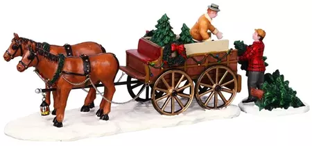 Lemax christmas tree wagon s/2 kerstdorp tafereel Caddington Village 2004 - afbeelding 3