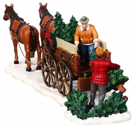 Lemax christmas tree wagon s/2 kerstdorp tafereel Caddington Village 2004 - afbeelding 4