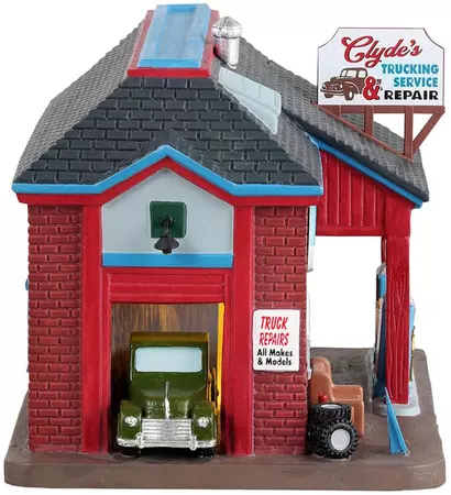Lemax clyde's trucking service & repair verlicht kersthuisje Harvest Crossing 2023 - afbeelding 2