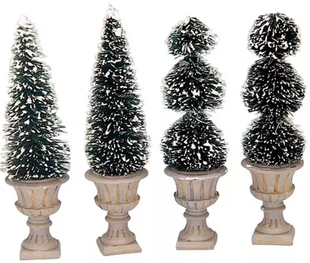 Lemax cone-shaped & sculpted topiaries s/4 kerstdorp accessoire 2003