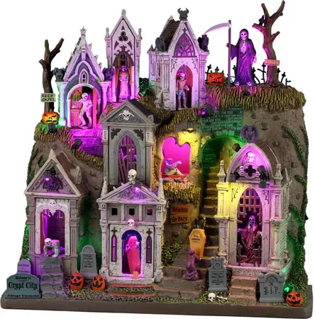 Lemax crypt city verlichte facade Spooky Town 2026