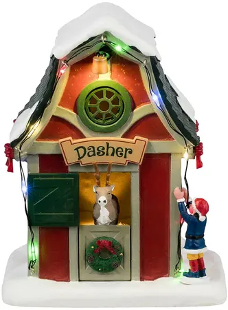 Lemax dasher's den verlicht kerstdorp tafereel Santa's Wonderland 2024 - afbeelding 5