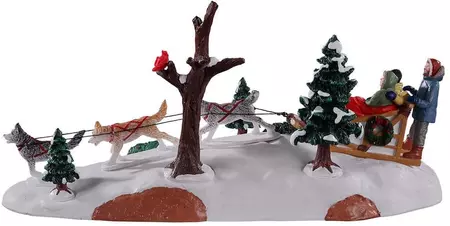 Lemax dog sledding afternoon kerstdorp tafereel Vail Village 2021 - afbeelding 2