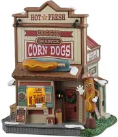 Lemax doggie on a stick corn dogs verlicht kersthuisje Harvest Crossing 2025 - afbeelding 1