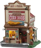 Lemax doggie on a stick corn dogs verlicht kersthuisje Harvest Crossing 2025 - afbeelding 2