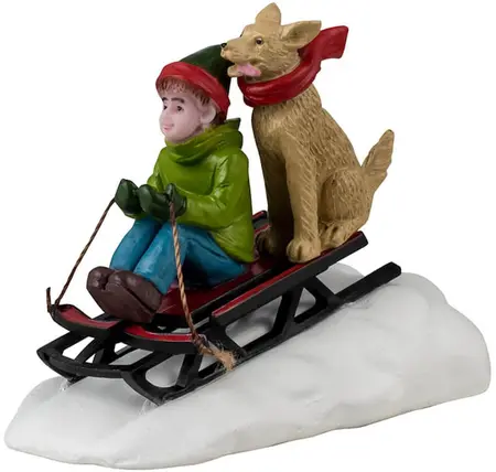 Lemax doggone downhill sledding kerstdorp figuur type 2 Caddington Village 2024