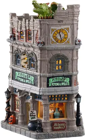 Lemax dragon´s lair potions & spells, b/o led verlicht huisje Spooky Town 2020 - afbeelding 1
