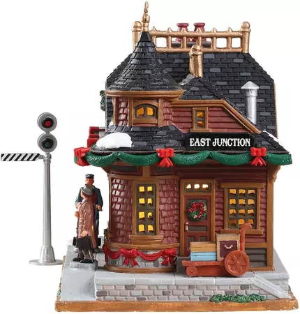 Lemax east junction station verlicht kersthuisje Caddington Village 2018 - afbeelding 2