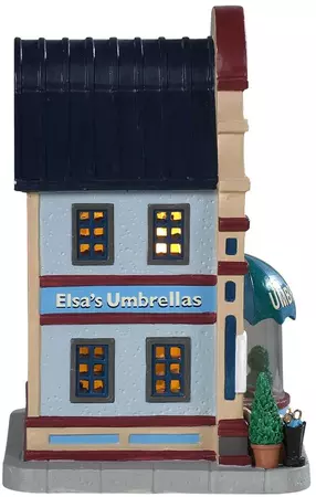 Lemax elsa's umbrellas verlicht kersthuisje Caddington Village 2019 - afbeelding 3