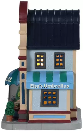 Lemax elsa's umbrellas verlicht kersthuisje Caddington Village 2019 - afbeelding 2
