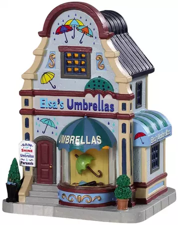 Lemax elsa's umbrellas verlicht kersthuisje Caddington Village 2019 - afbeelding 1