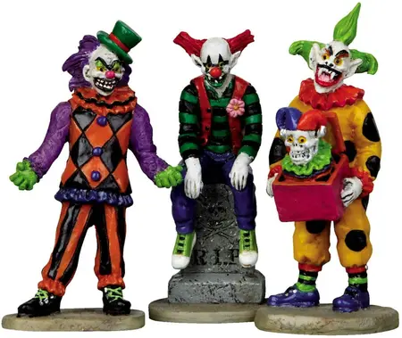 Lemax evil sinister clowns, set of 3 halloween figuur Spooky Town 2011