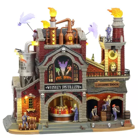 Lemax evil spirits whiskey distillery bewegend huisje Spooky Town 2021