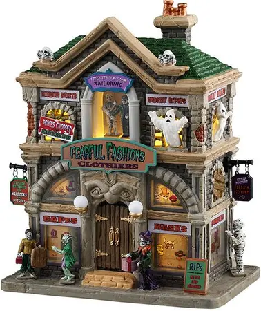 Lemax fearful fashions clothiers verlicht huisje Spooky Town 2025