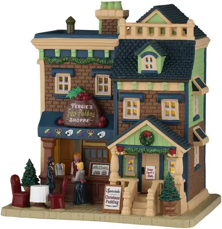 Lemax fergie's figgy pudding shoppe verlicht kersthuisje Caddington Village 2026 - afbeelding 1