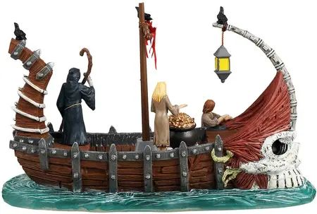 Lemax ferry on river styx tafereel Spooky Town 2024 - afbeelding 4