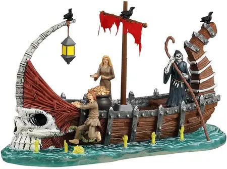 Lemax ferry on river styx tafereel Spooky Town 2024 - afbeelding 1