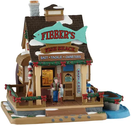 Lemax fibber's fish shack verlicht kersthuisje Vail Village 2025 - afbeelding 2