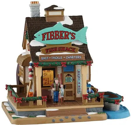 Lemax fibber's fish shack verlicht kersthuisje Vail Village 2025 - afbeelding 1