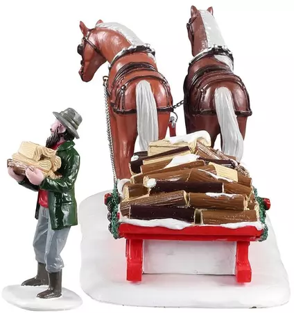 Lemax firewood delivery, s/2 kerstdorp tafereel Vail Village 2021 - afbeelding 3