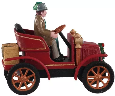 Lemax first car in town kerstdorp tafereel Caddington Village 2020 - afbeelding 2