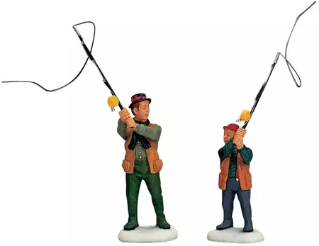 Lemax flyfishing with dad s/2 kerstdorp figuur type 3 Vail Village 2001 - afbeelding 1
