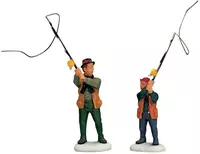 Lemax flyfishing with dad s/2 kerstdorp figuur type 3 Vail Village 2001 - afbeelding 1