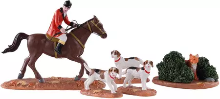 Lemax fox hunt s/5 kerstdorp tafereel Caddington Village 2020 - afbeelding 1