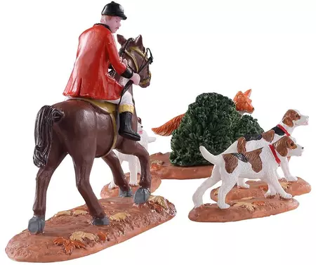 Lemax fox hunt s/5 kerstdorp tafereel Caddington Village 2020 - afbeelding 2