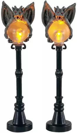 Lemax gargoyle lamp post s/2 verlichte straatlantaarn Spooky Town 2021