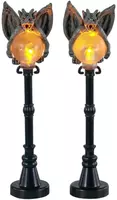 Lemax gargoyle lamp post s/2 verlichte straatlantaarn Spooky Town 2021